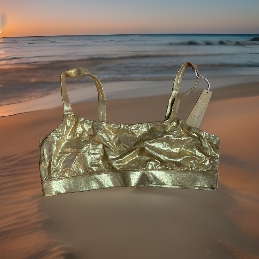 NWT Skims Metallic Gold Shimmer Swim Top 3X XXXL